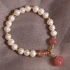 Freshwater Pearl Bracelet with Peach or Persimmon Charm