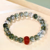 Green Synthetic Crystal and Red Agate Bracelet