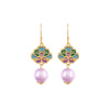 Enamel and Natural Crystal Drop Earrings, Chinese Style