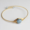 Gold-Tone Wire Wrapped Gemstone Bead Bangle Bracelet