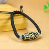 Nine-Eye Dzi Bead Bracelet, Tibetan Style Agate Cord