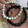 Crown Charm Couple Bracelet Set with Stone Beads