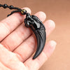 Natural Black Jade Dragon Tooth Pendant Necklace