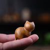 Hand-Carved Rainbow Wood Cat Figurine