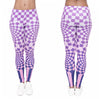 Front and back view of purple checkered pattern high waist leggings