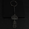 Lotus and Seed Syllable Necklace or Keychain in Stainless Steel