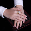 White Jade Plum Flower Leaf Ring Vintage Style