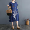 Phoenix Print Cotton Linen Midi Dress