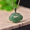 Cloud Lock Pendant Necklace in Tianshan Jade and Golden Silk