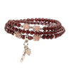 Garnet Triple Wrap Bracelet with Pixiu or Bean Charm