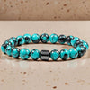 Natural Stone Bead Bracelet with Hematite Charm