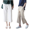 Women's Wide Leg Pants with Pockets, High Waist Cotton Linen Trousers
