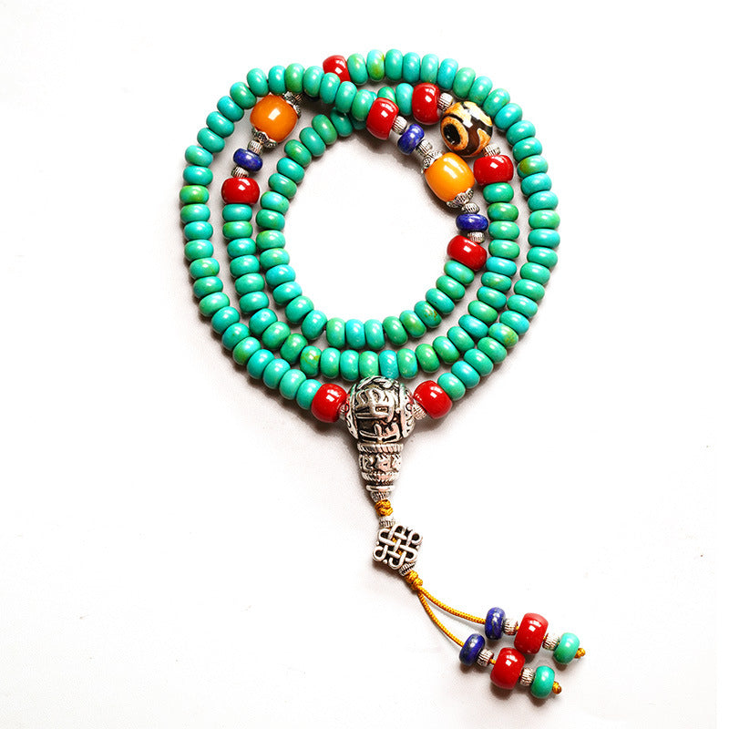 108 Bead Turquoise Mala Bracelet Tibetan Style