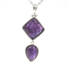 Geometric Double Stone Pendant Necklace with Polished Crystal