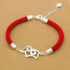 Goat Zodiac Red String Bracelet, Copper Silver-Plated