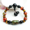 Nine-Eye Dzi Bead Black Agate Bracelet