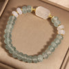 Blue Chalcedony Abacus Bead Bracelet with White Jade Charm