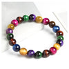 Natural Tiger Eye Stone Bracelet, Handmade Beaded Stretch Band
