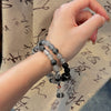 Sterling Silver Dzi Bead Rutilated Quartz Bracelet