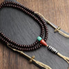 Bodhi Seed Mala Bracelet with Dzi Bead and Vajra Charms