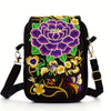 Embroidered Canvas Crossbody Bag with Floral Motifs