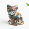 Crystal Chip Resin Cat Figurine Desktop Decoration