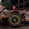 Black Obsidian Pendant Necklace with Buddhist Mantras and Symbols
