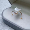 Freshwater Pearl and Shell Cat Rose Ring