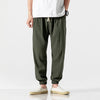 Men's Linen Blend Pants with Drawstring and Pockets