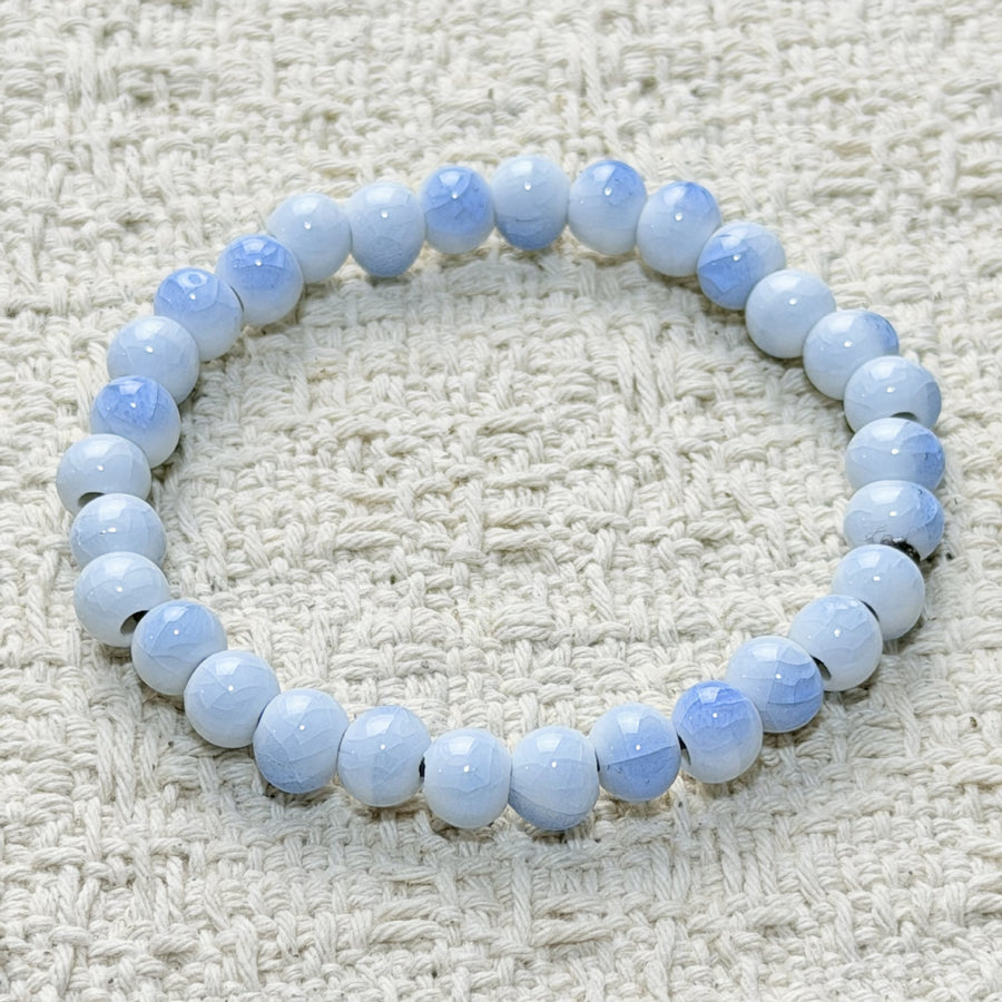Ceramic Bead Bracelet, Handmade Stretch Elastic Band
