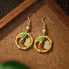 Chinese Enamel Flower Drop Earrings