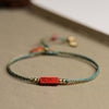Handmade Braided Red String Bracelet with Cinnabar Charm