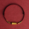 Gold-Plated Lulutong Red String Bracelet, Woven Cord with Mantra Bead