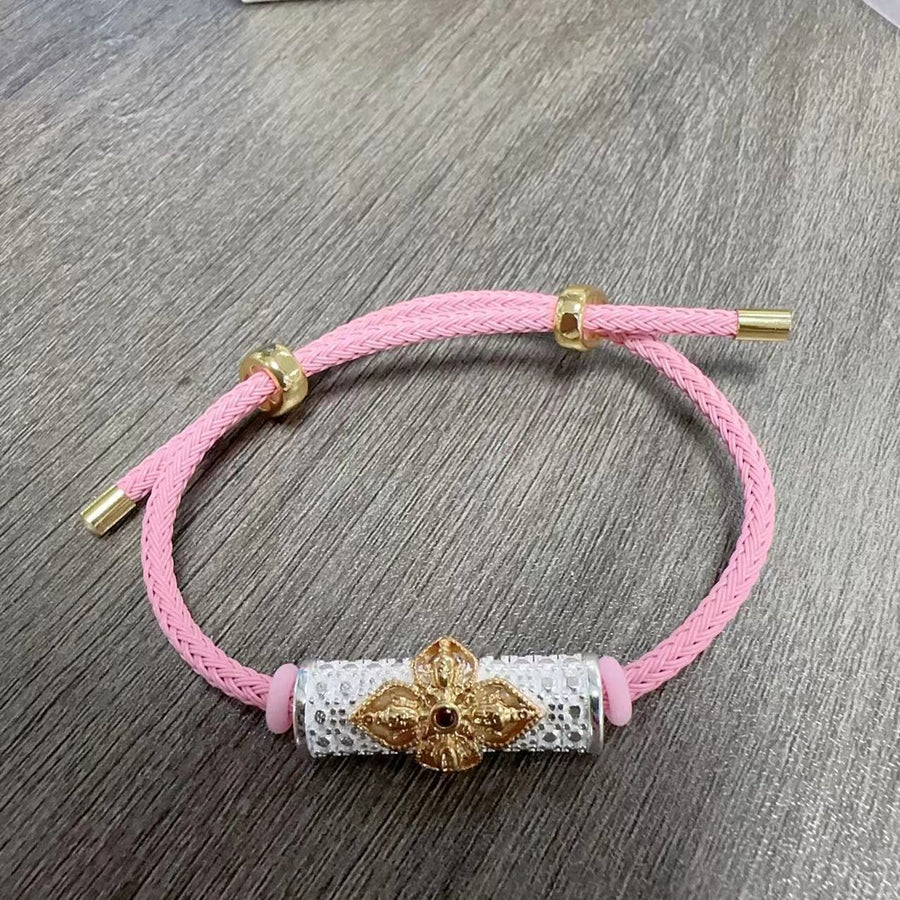 Geometric Copper Charm Bracelet with Red String