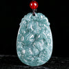 Chinese Zodiac Jade Pendant Necklace Blue Water Horse Luck Rope