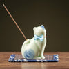 Ceramic Cat Incense Burner Cute Animal Decoration