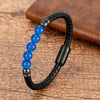Stone Bead Leather Bracelet Unisex