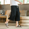 Men's Wide Leg Pants Linen Cropped Trousers