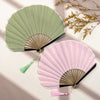 Retro Solid Color Shell Shape Handheld Folding Fan