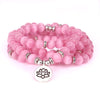 108 Mala Beads Bracelet Natural Stone Lotus Charm