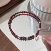 Garnet Purification Calm Anklet Sterling Silver Bead Bracelet