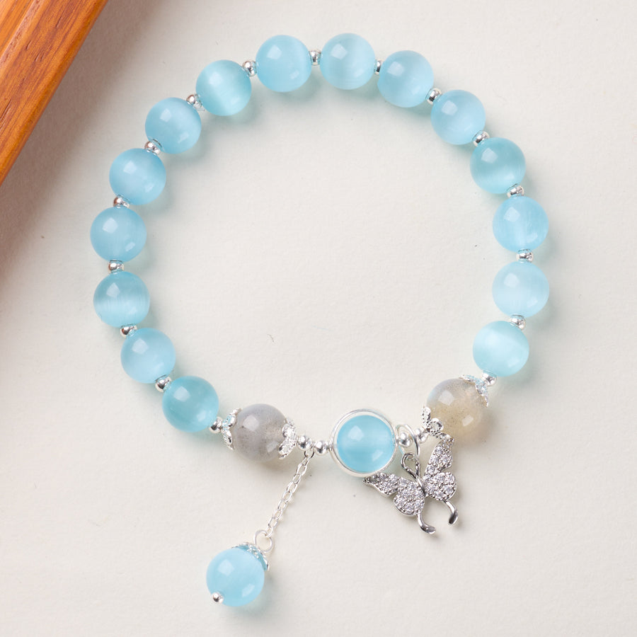 Cat's Eye Butterfly Charm Bracelet