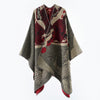 Koi Fish Pattern Poncho Shawl, Warm Faux Cashmere Wrap