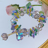 Crystal Charm Bracelet with Clover, Heart or Flower Motif