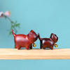 Carved Wood Cat Figurine with Bell - Cute Animal Desk Decoration