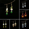 Vintage Floral Drop Earrings with Shell Flower and Bead Charm