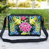 Embroidered Canvas Crossbody Bag, Floral and Peacock Designs