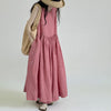 Women's Summer Sleeveless Dress Cotton Plaid Midi