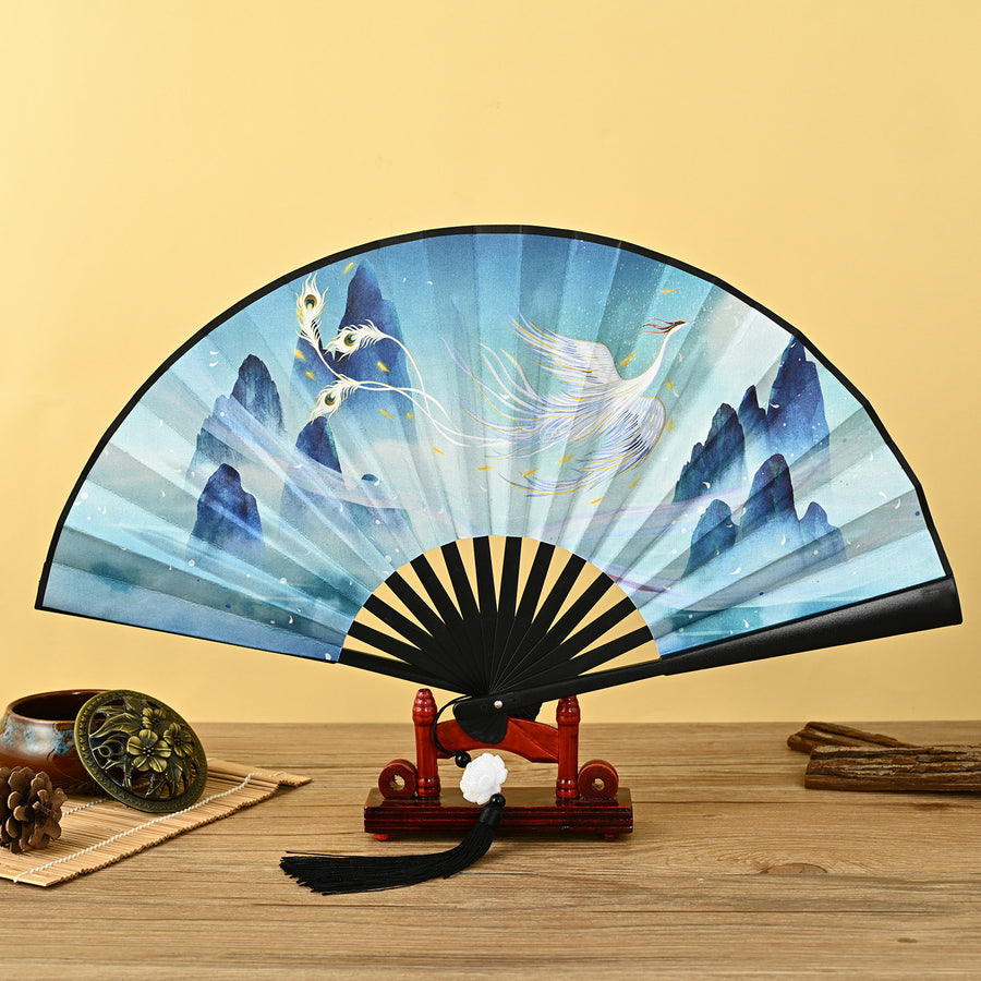 Chinese Style Handheld Folding Fan with Tassel