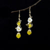 Vintage Floral Drop Earrings with Shell Flower and Bead Charm